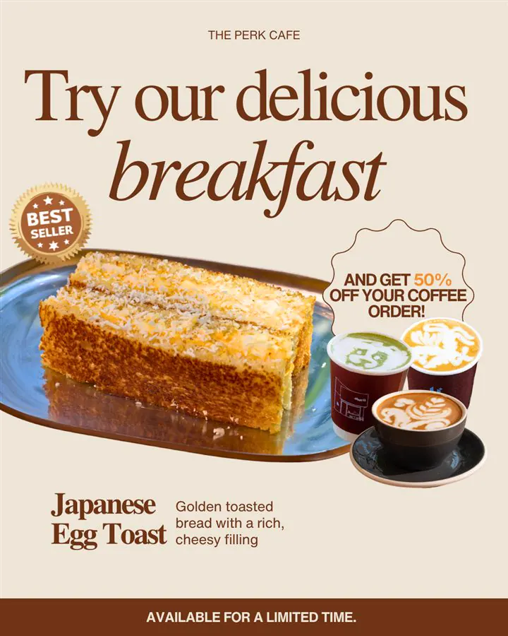 Perk breakfast campaign post: Japanese egg toast
