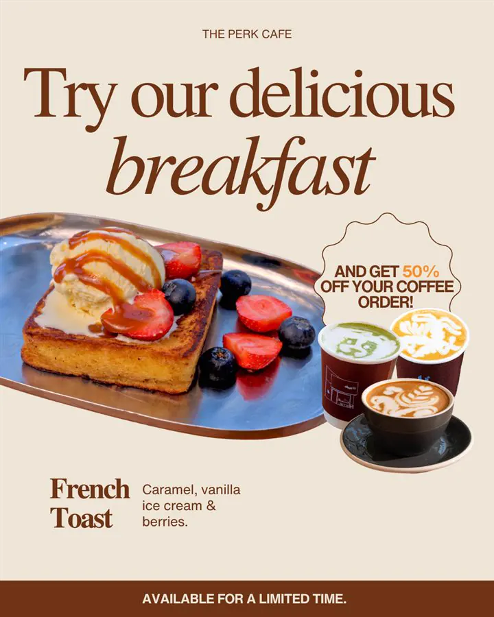 Perk breakfast campaign post: French toast
