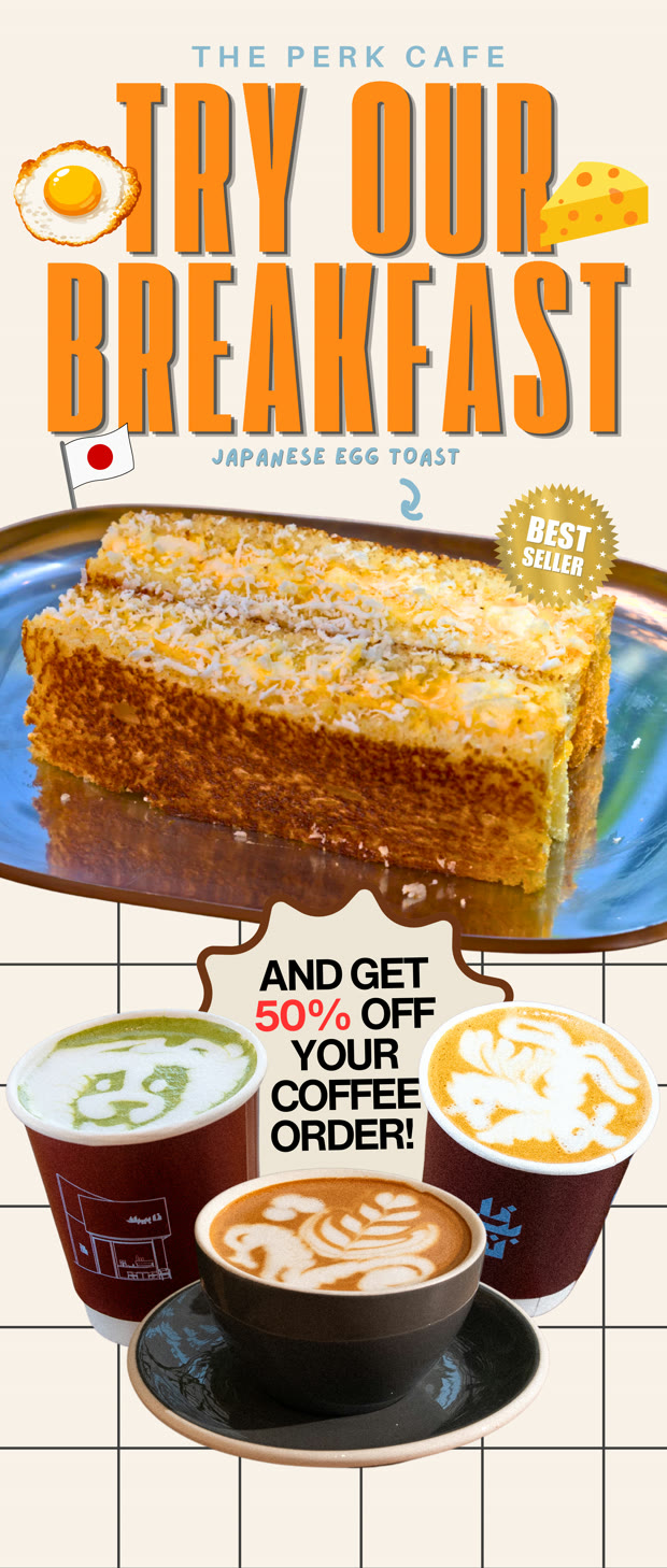 Perk breakfast roll-up banner design , Japanese egg toast
